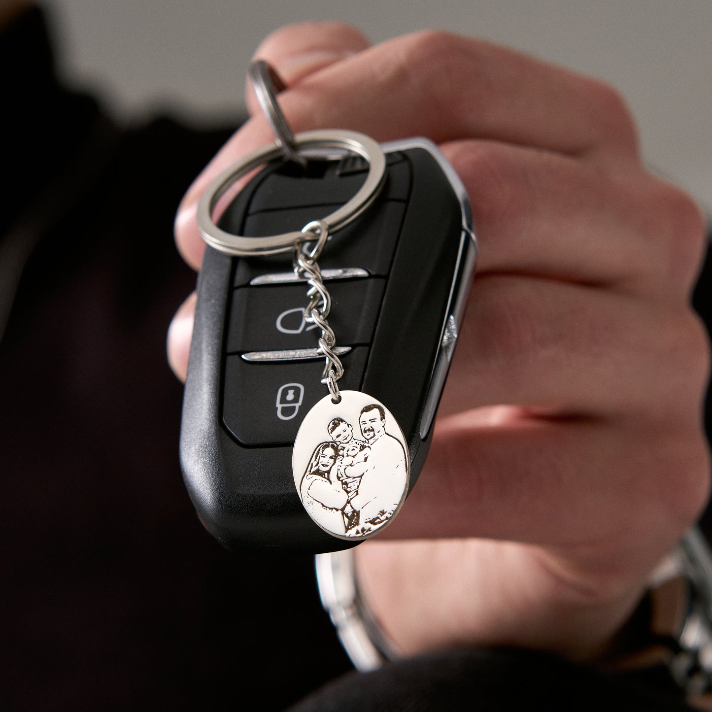 Custom Photo Engraved Keychain | Personalized Picture Keyring Gift