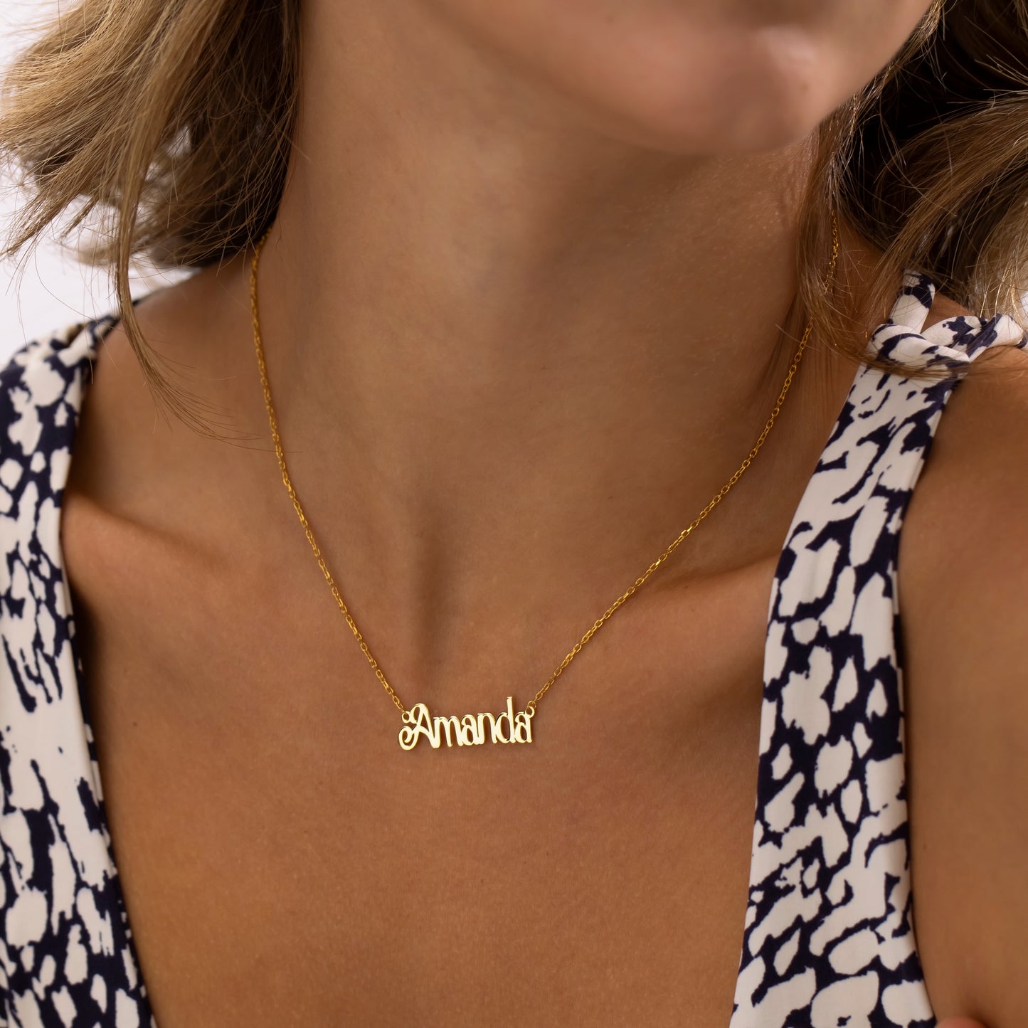 14K Gold Bold Script Name Necklace | Personalized Custom Name Necklace