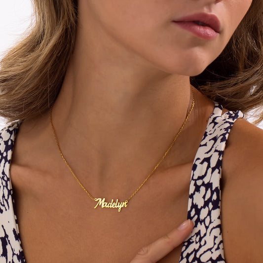 14K Gold Nameplate Necklace | Personalized Classic Name Necklace