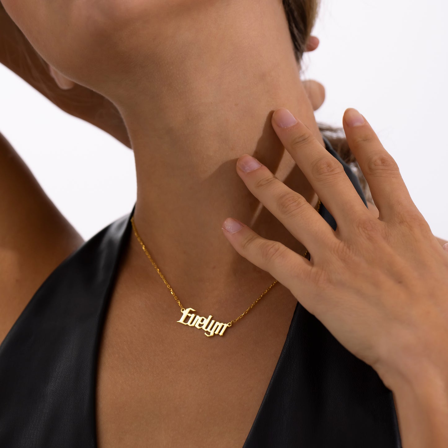 14K Gold Gothic Name Necklace | Dark Style Personalized Necklace