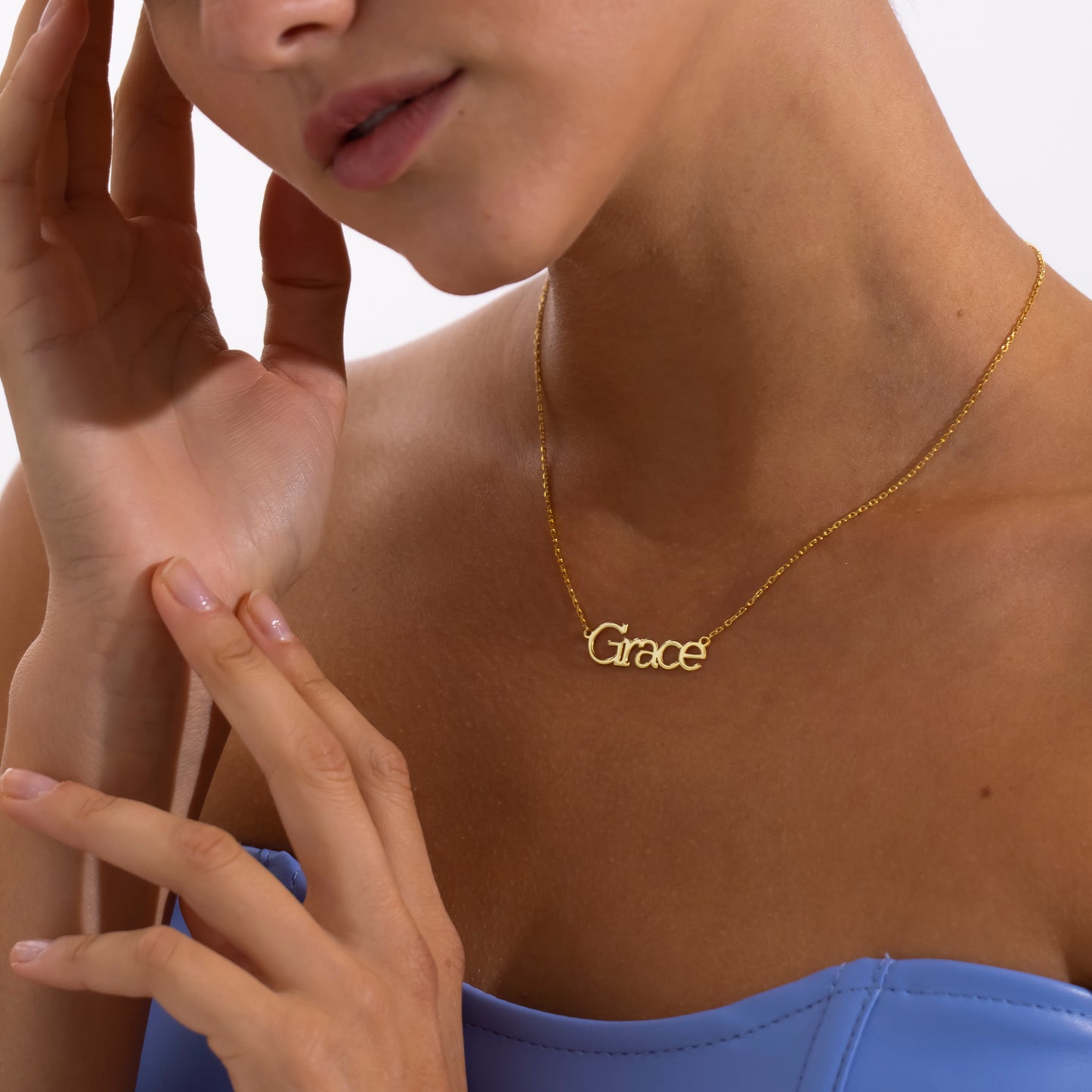 14K Gold Serif Name Necklace | Classic Block Letter Personalized Necklace