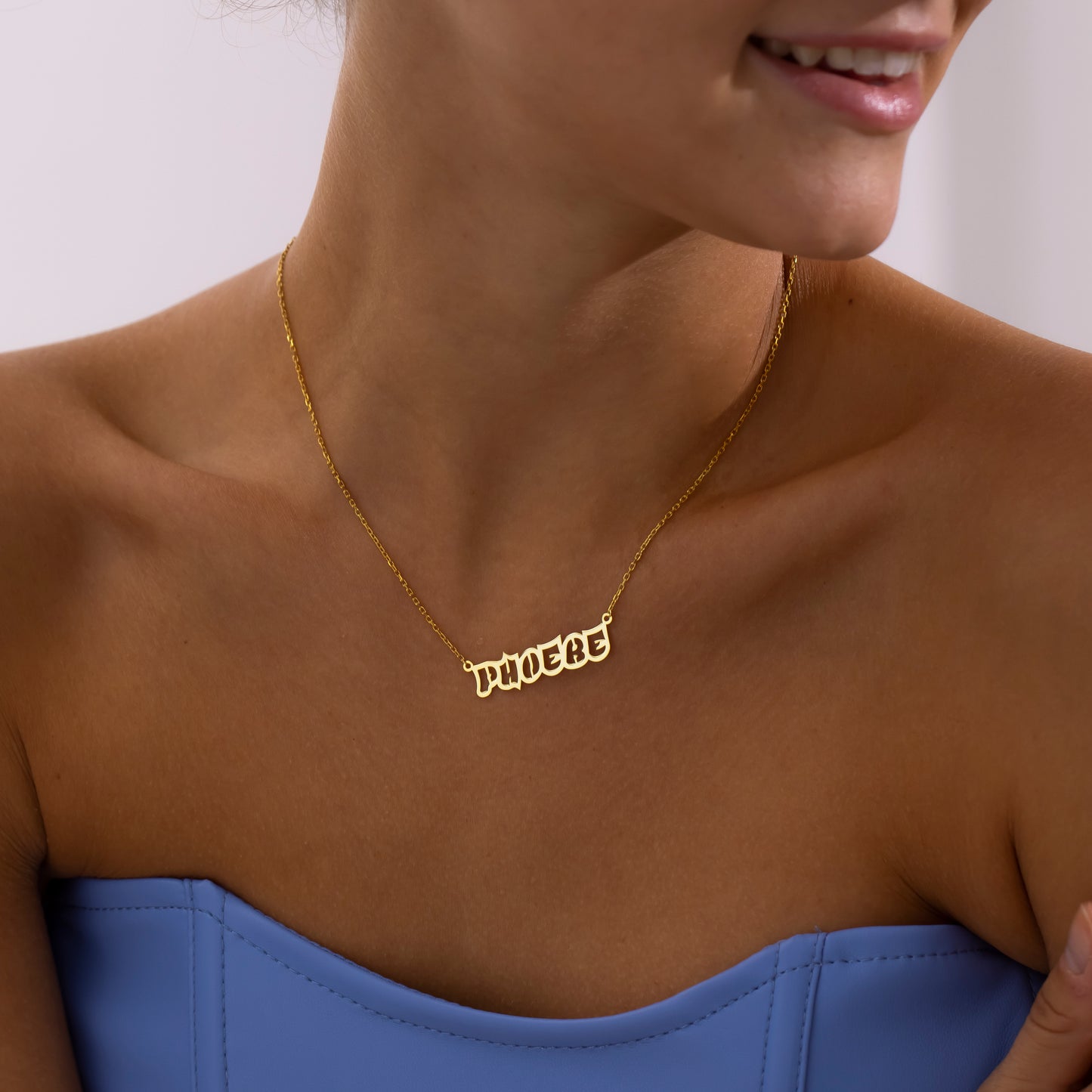 14K Gold Bubble Letter Name Necklace | Personalized Cartoon Font Necklace