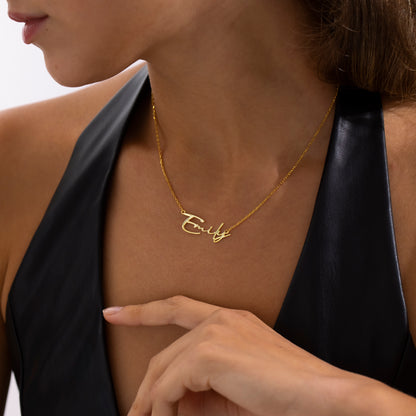 Handwriting name necklace in 14K gold, personalized pendant