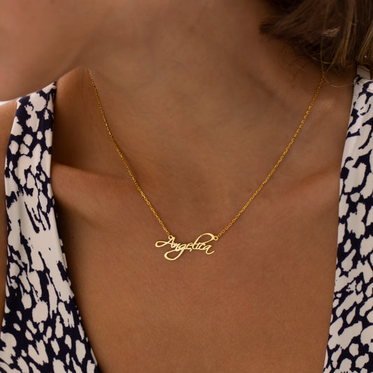 14K Gold Dainty Cursive Name Necklace | Personalized Script Name Necklace