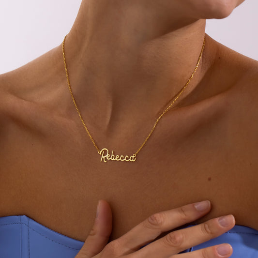 14K Gold Delicate Name Necklace | Thin Script Personalized Necklace for Women