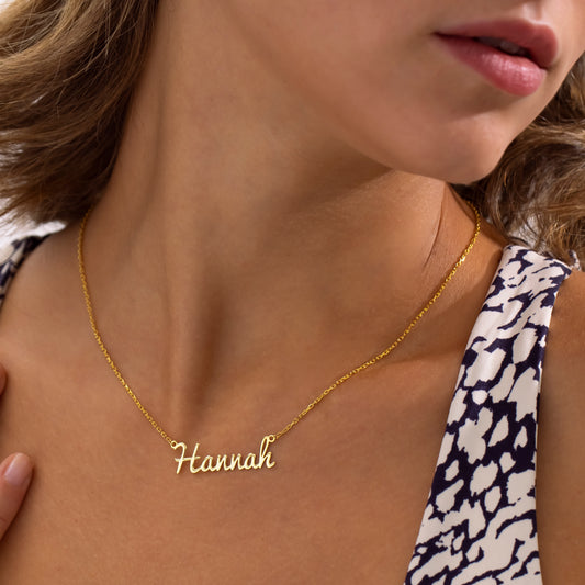 14K Gold Cursive Name Necklace | Personalized Script Name Necklace for Women