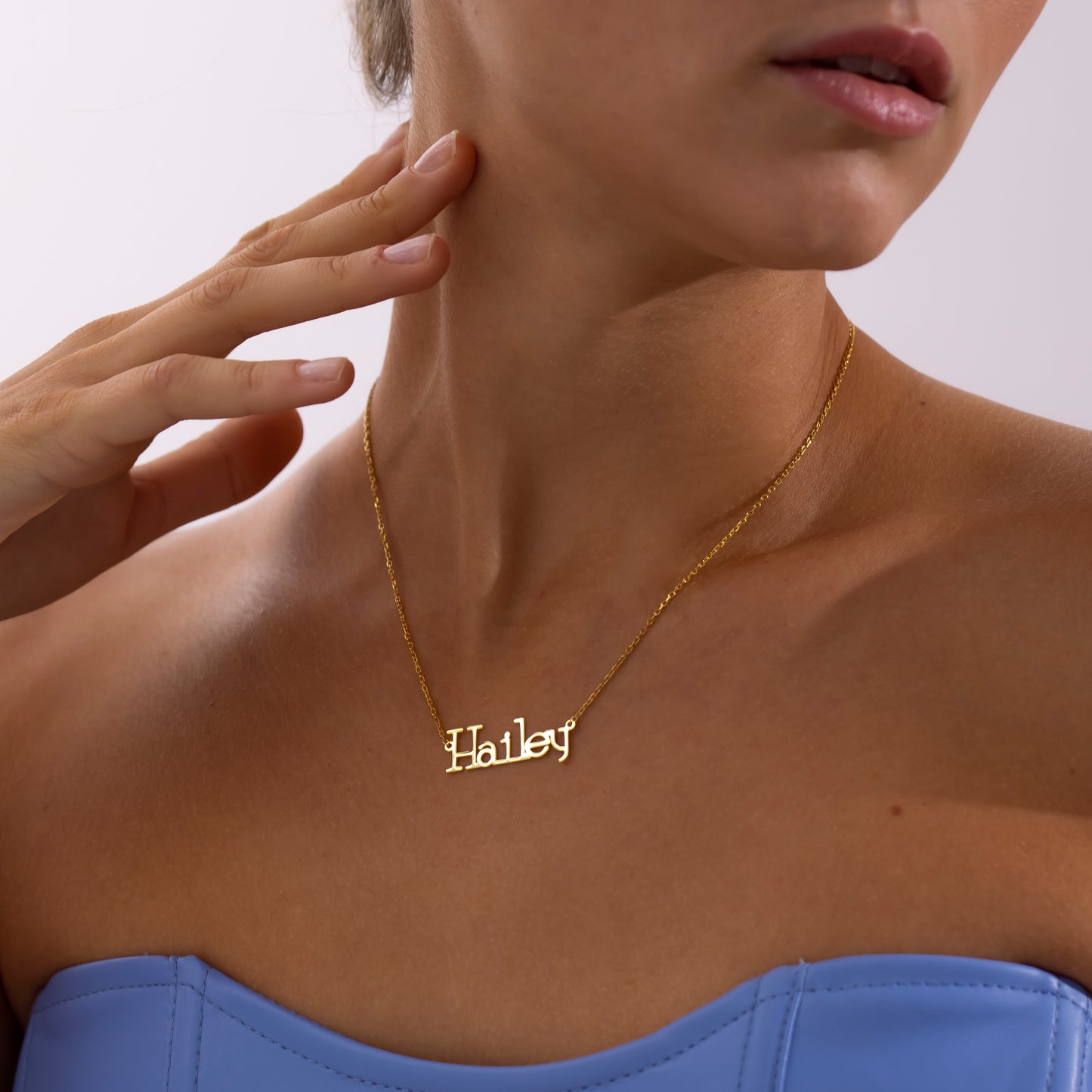 14K Gold Retro Name Necklace | Vintage Block Letter Personalized Necklace