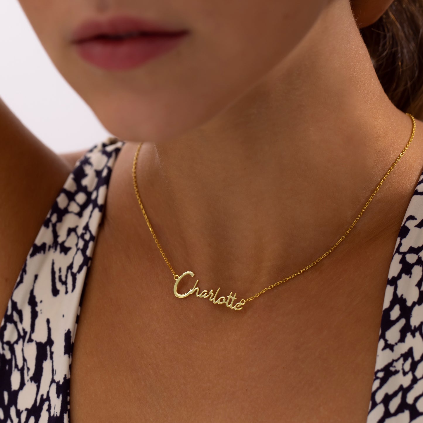 14K Gold Minimalist Script Name Necklace | Dainty Personalized Name Necklace