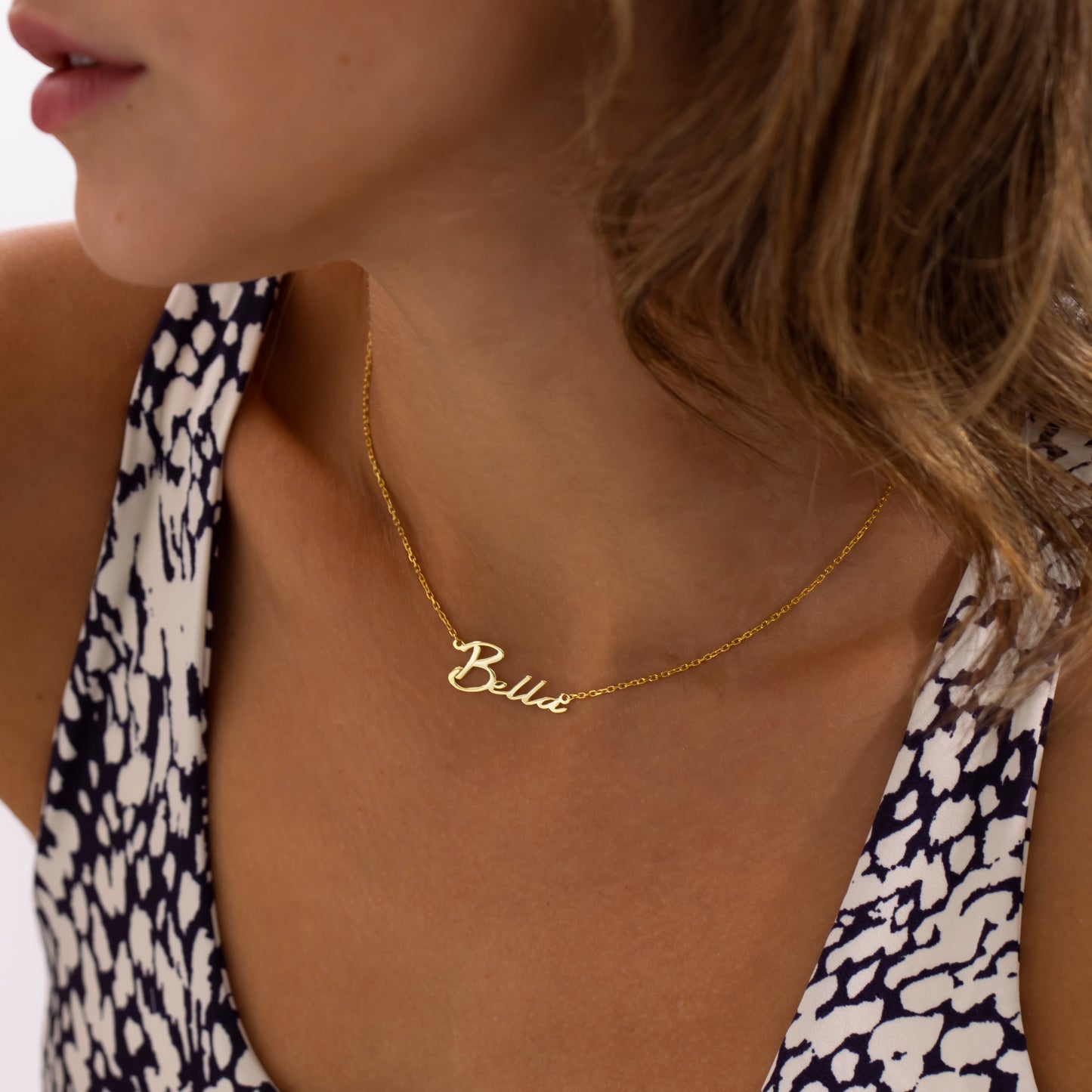 14K Gold Signature Name Necklace | Personalized Elegant Script Necklace
