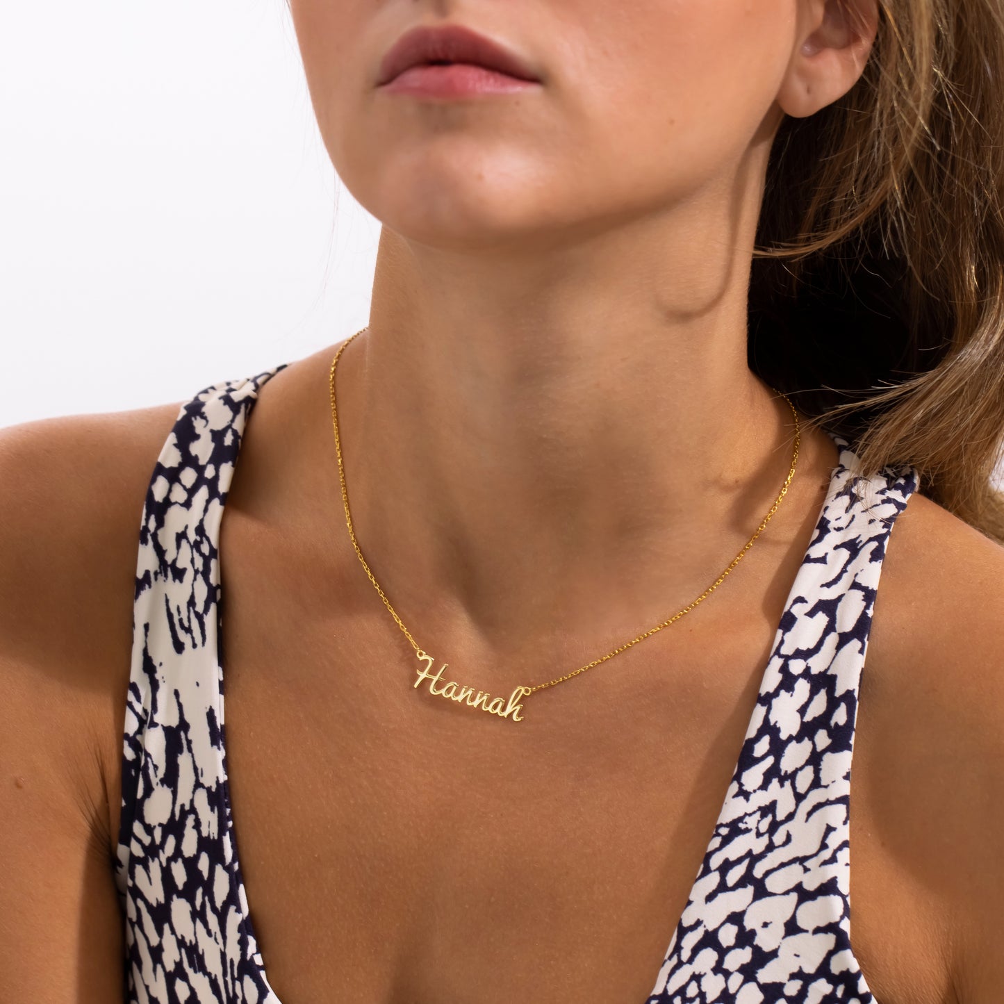 14K Gold Cursive Name Necklace | Personalized Script Name Necklace for Women
