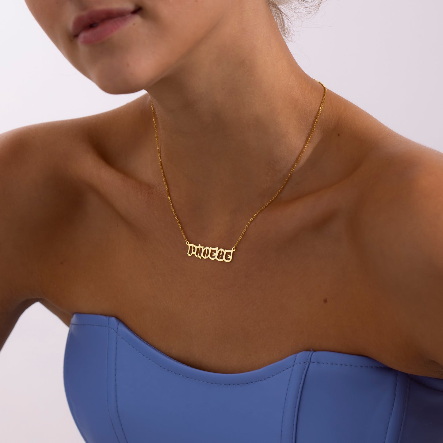 14K Gold Bubble Letter Name Necklace | Personalized Cartoon Font Necklace