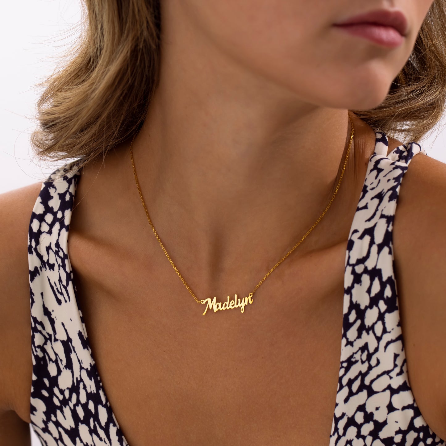 14K Gold Nameplate Necklace | Personalized Classic Name Necklace