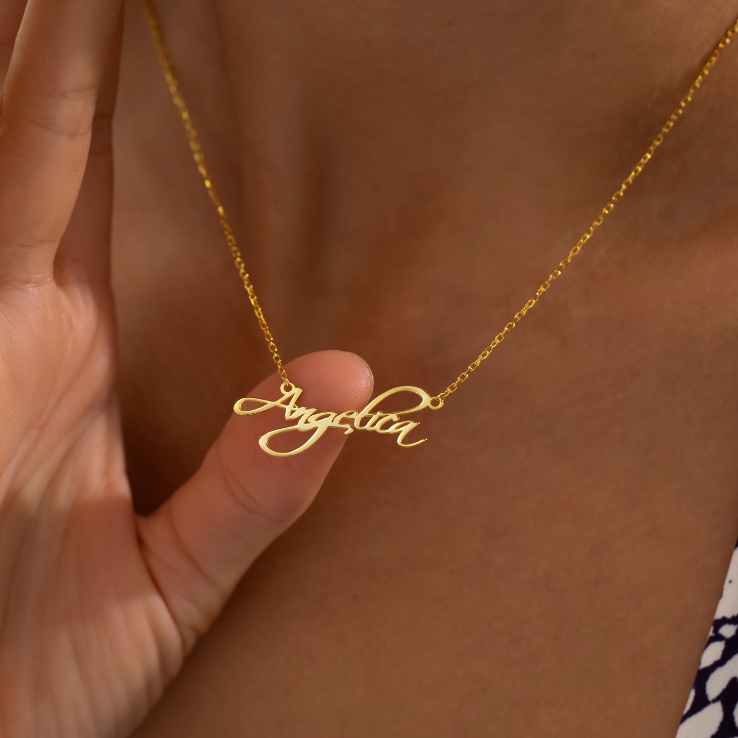 14K Gold Dainty Cursive Name Necklace | Personalized Script Name Necklace