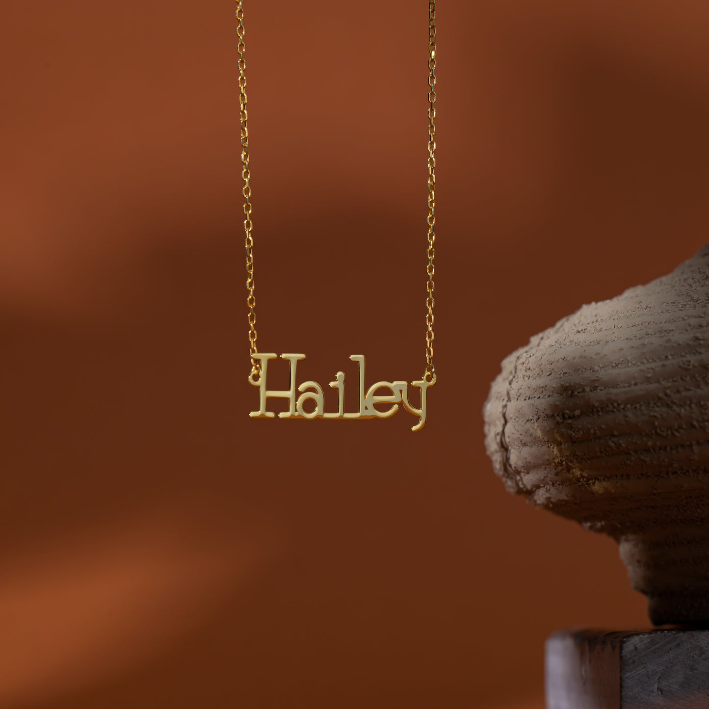 14K Gold Retro Name Necklace | Vintage Block Letter Personalized Necklace