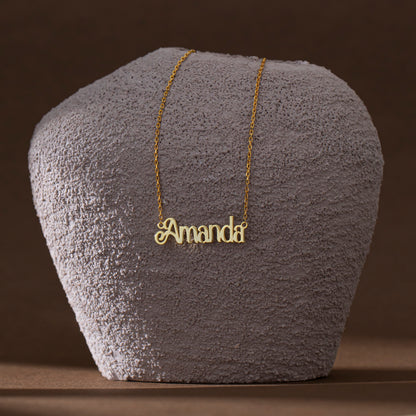 Bold script name necklace in 14K gold, personalized pendant