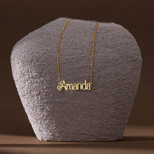 14K Gold Bold Script Name Necklace | Personalized Custom Name Necklace