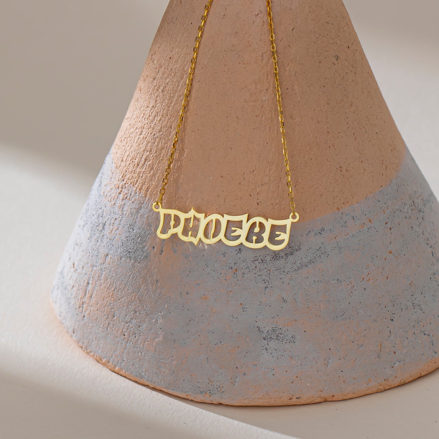 14K Gold Bubble Letter Name Necklace | Personalized Cartoon Font Necklace