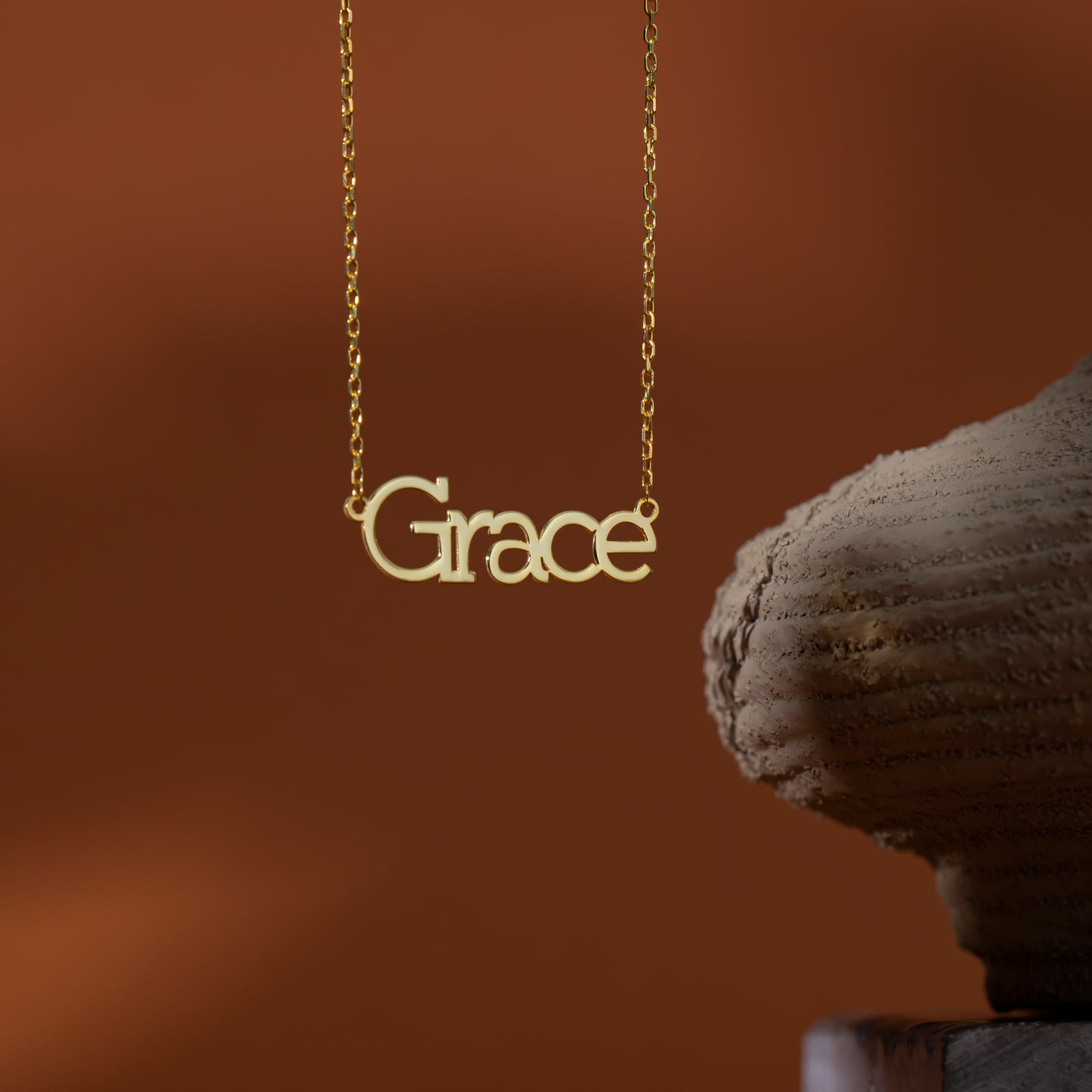 14K Gold Serif Name Necklace | Classic Block Letter Personalized Necklace