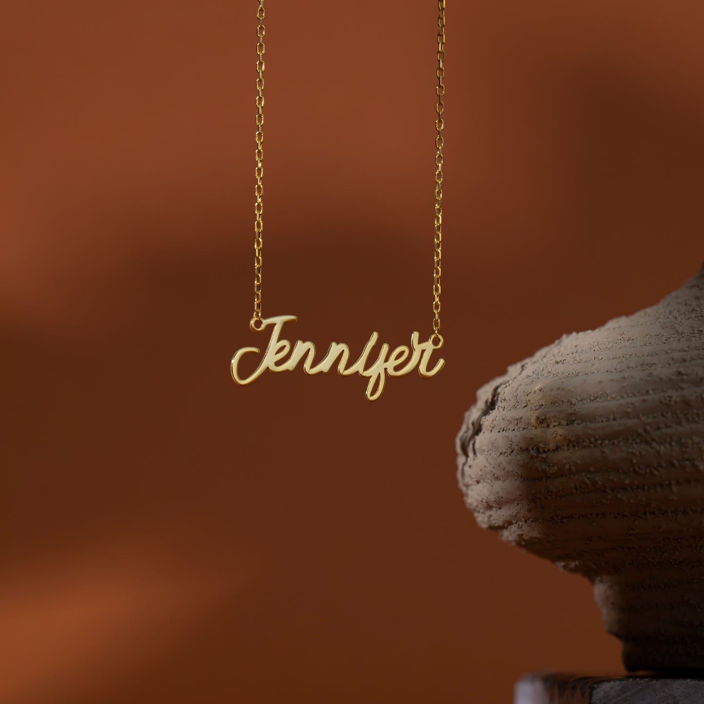 14K Gold Romantic Script Name Necklace | Personalized Flowing Name Necklace