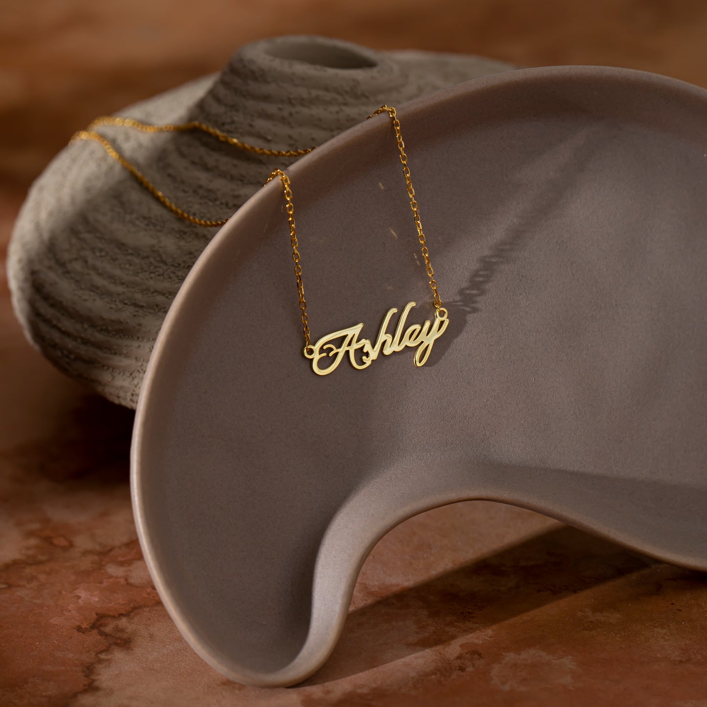 14K Gold Carrie Style Name Necklace | Personalized Classic Script Necklace