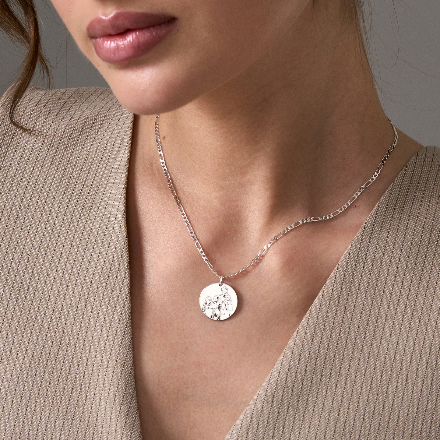 14K Gold Custom Photo Engraved Necklace | Pet Portrait Necklace | Memorial Photo Necklace