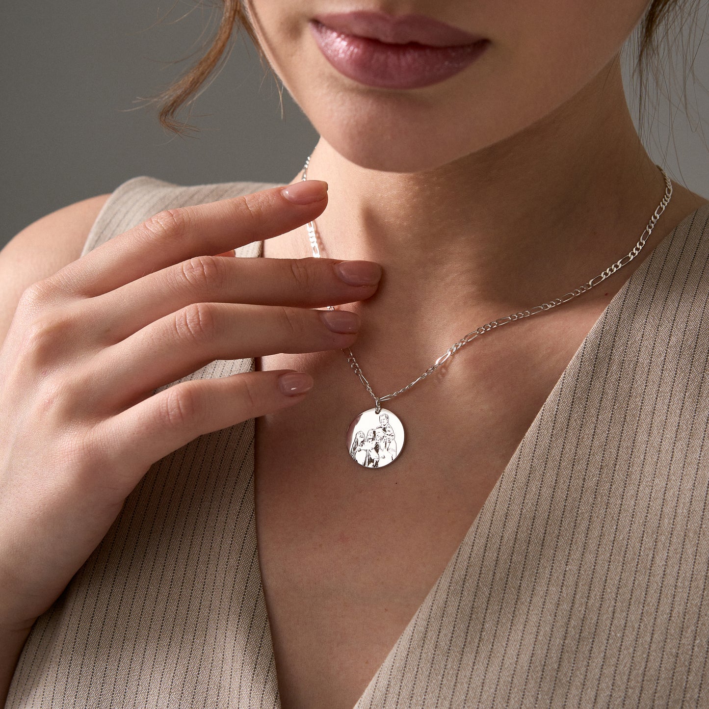 14K Gold Custom Photo Engraved Necklace | Pet Portrait Necklace | Memorial Photo Necklace