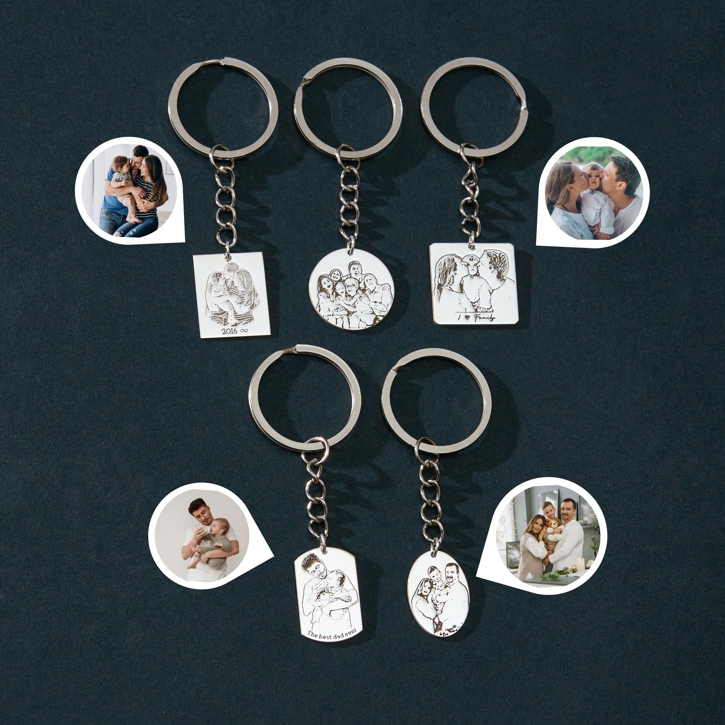 Custom Photo Engraved Keychain | Personalized Picture Keyring Gift
