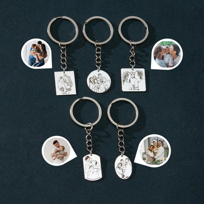 Custom photo engraved keychain, set of keychains with engraved photos