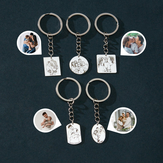 Custom Photo Engraved Keychain | Personalized Picture Keyring Gift