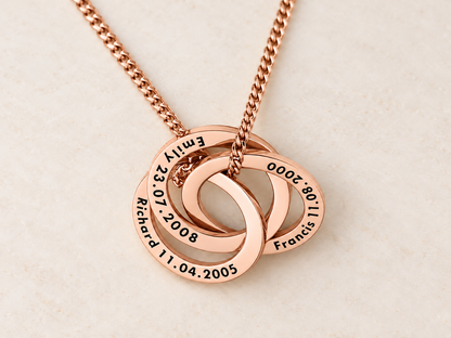 Russian Ring Necklace, Personalized Engraved Names | 14K Gold Vermeil
