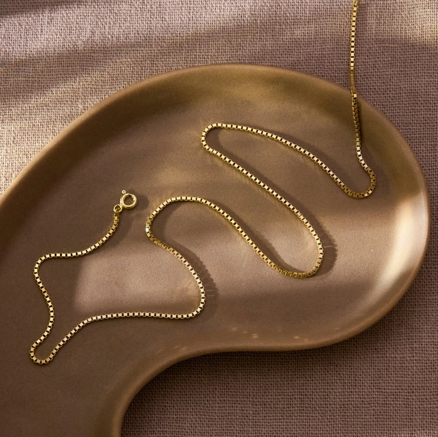 14K Gold Box Chain Necklace