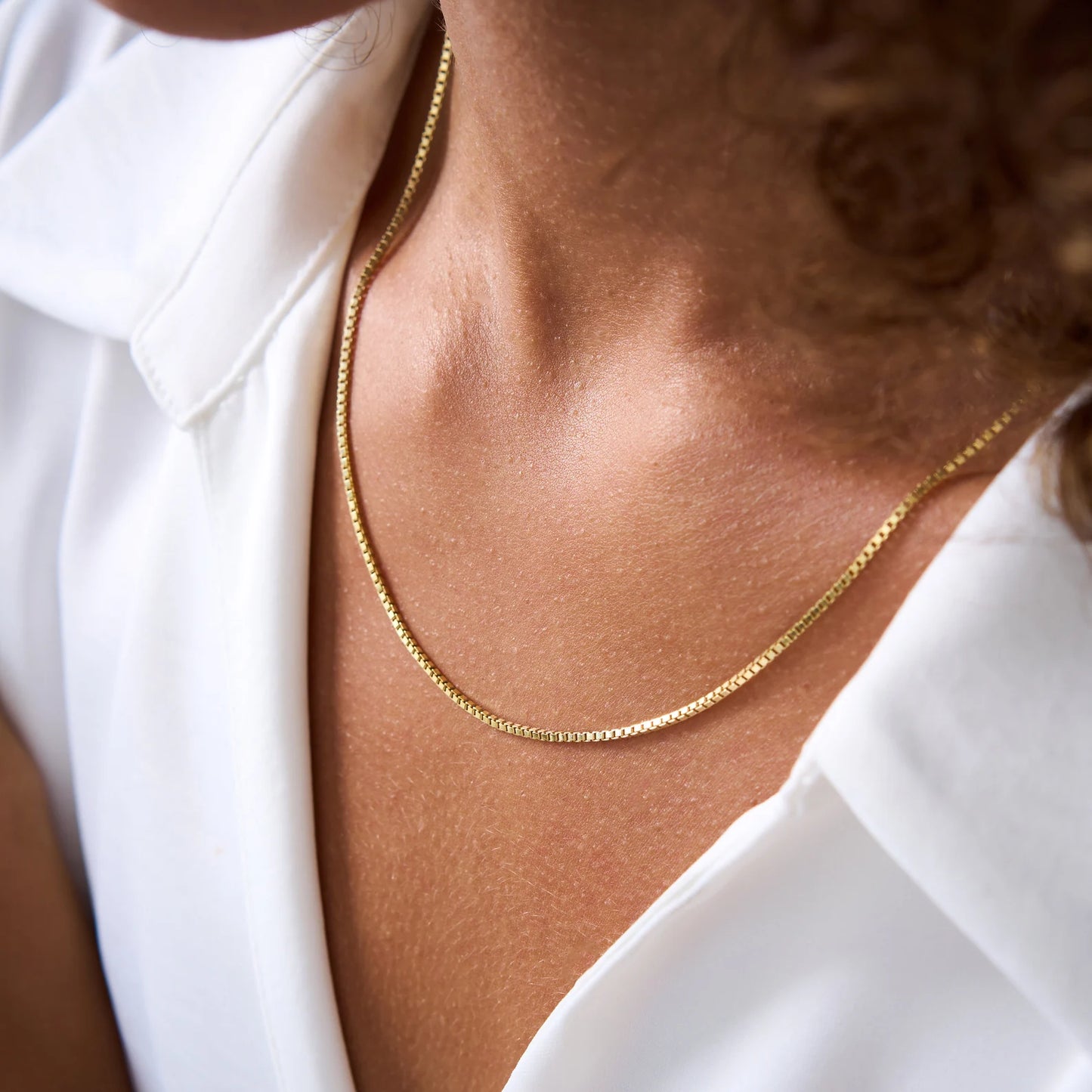 14K Gold Box Chain Necklace