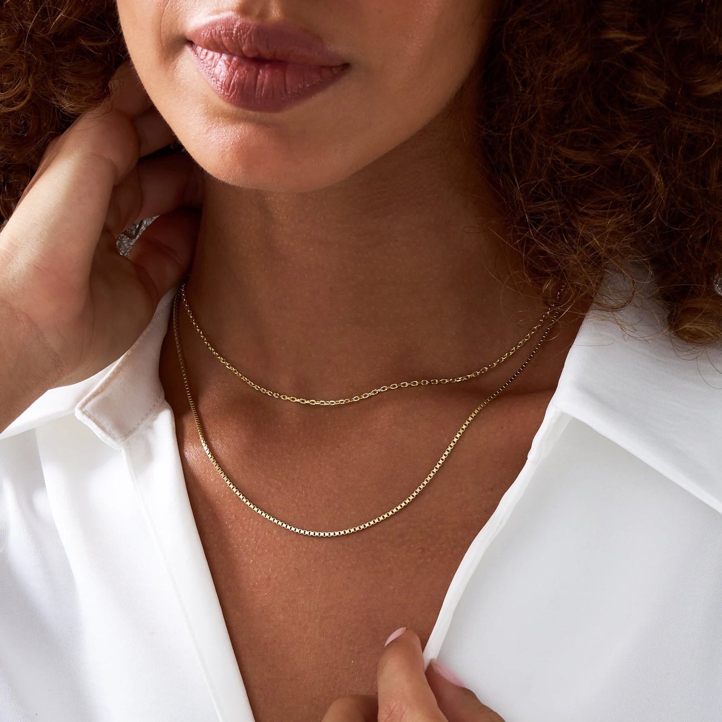 14K Gold Box Chain Necklace