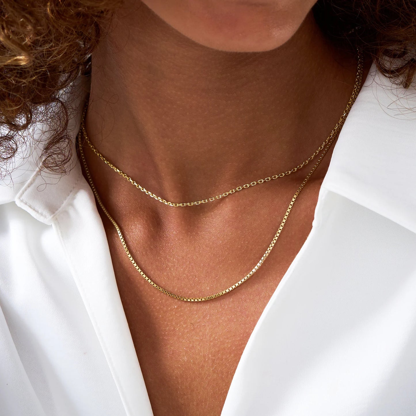 14K Gold Box Chain Necklace