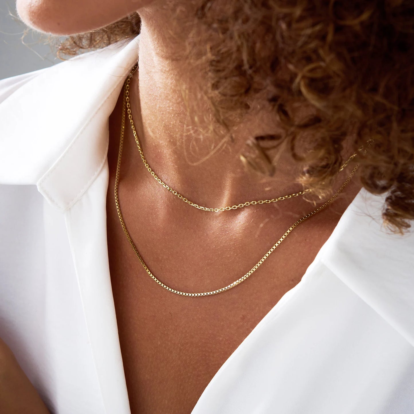 14K Gold Box Chain Necklace