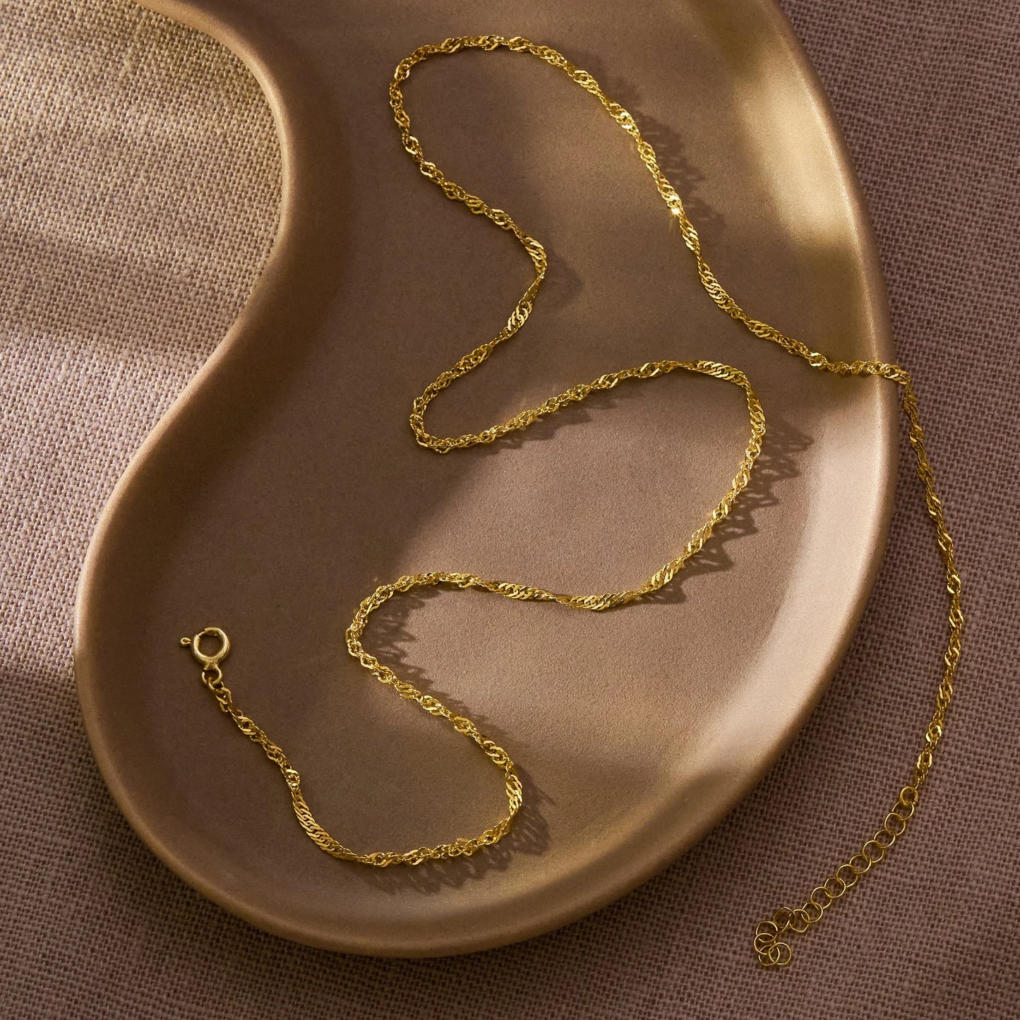 14K Gold Twist Singapore Chain Necklace