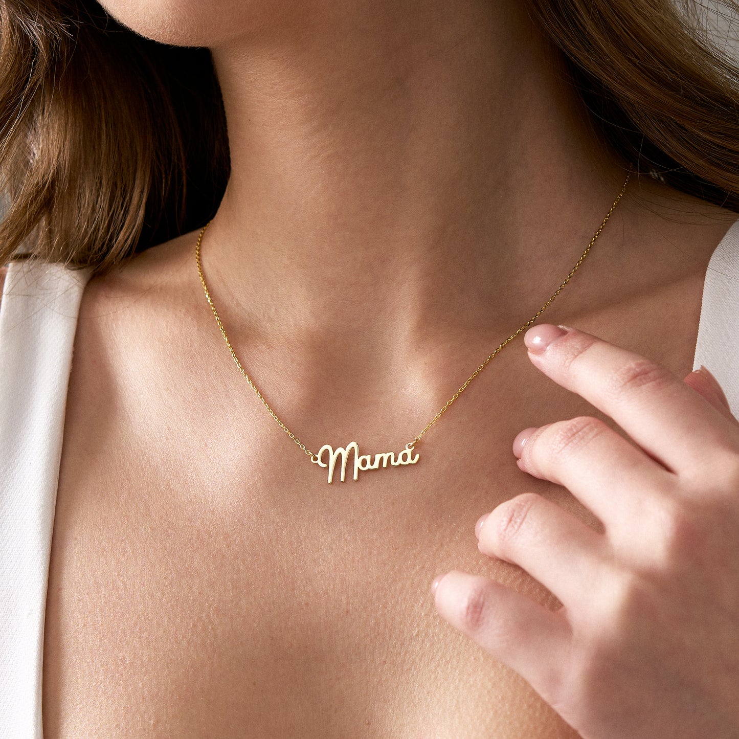 14K Gold Mom Necklace | Dainty Mom Pendant Necklace | Gift for Mother