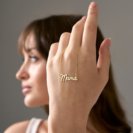 14K Gold Mama Necklace | Dainty Mama Pendant Necklace | Gift for Mom