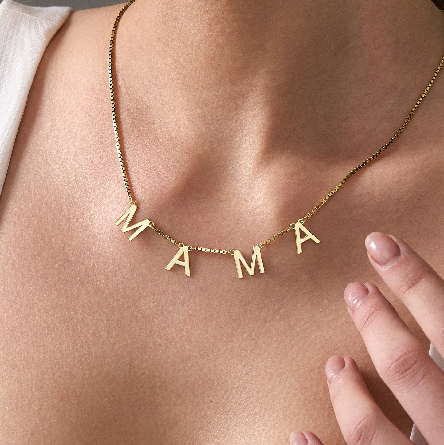 14K Gold Letter Name Necklace | Mama Necklace | Personalized Word Necklace for Women