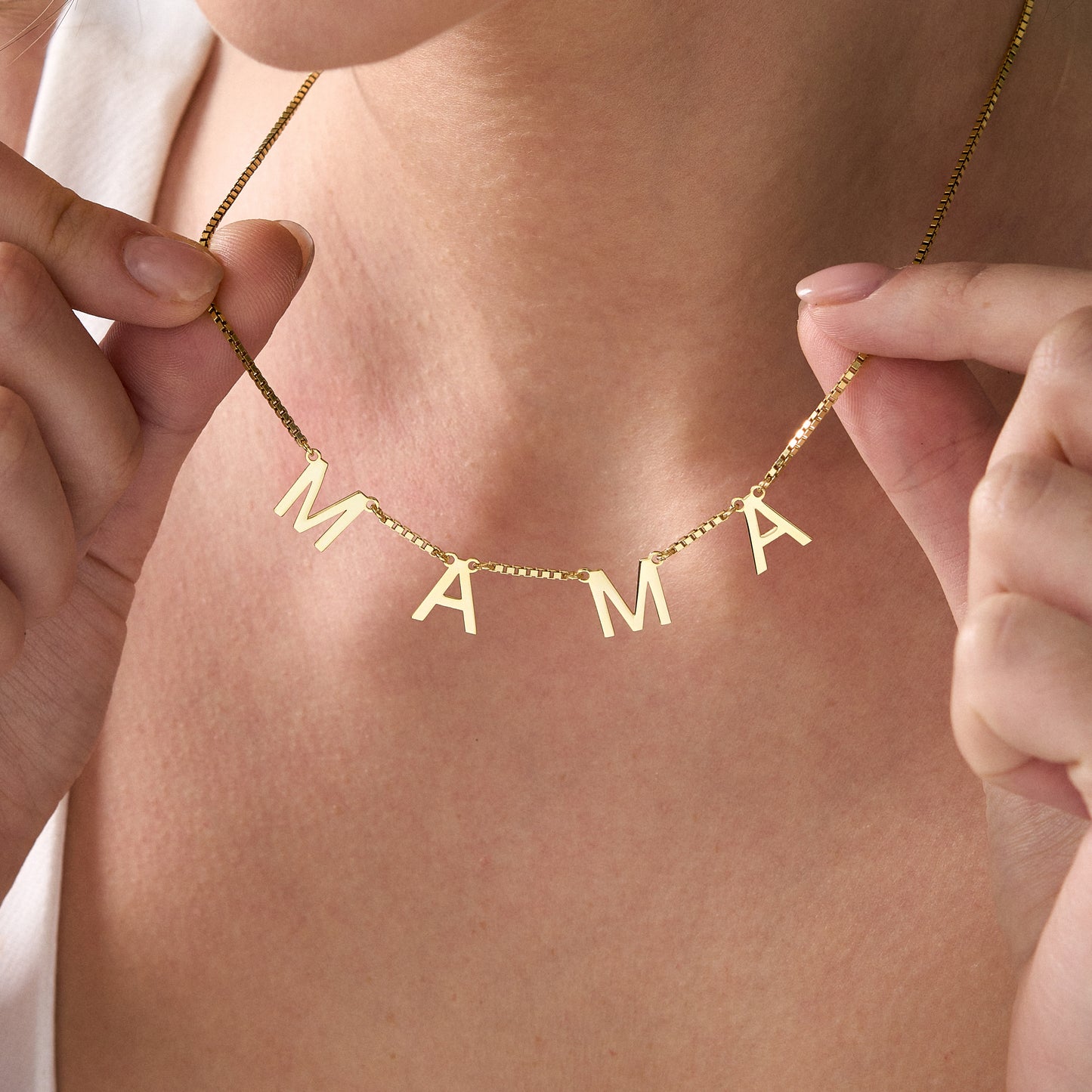 14K Gold Letter Name Necklace | Mama Necklace | Personalized Word Necklace for Women