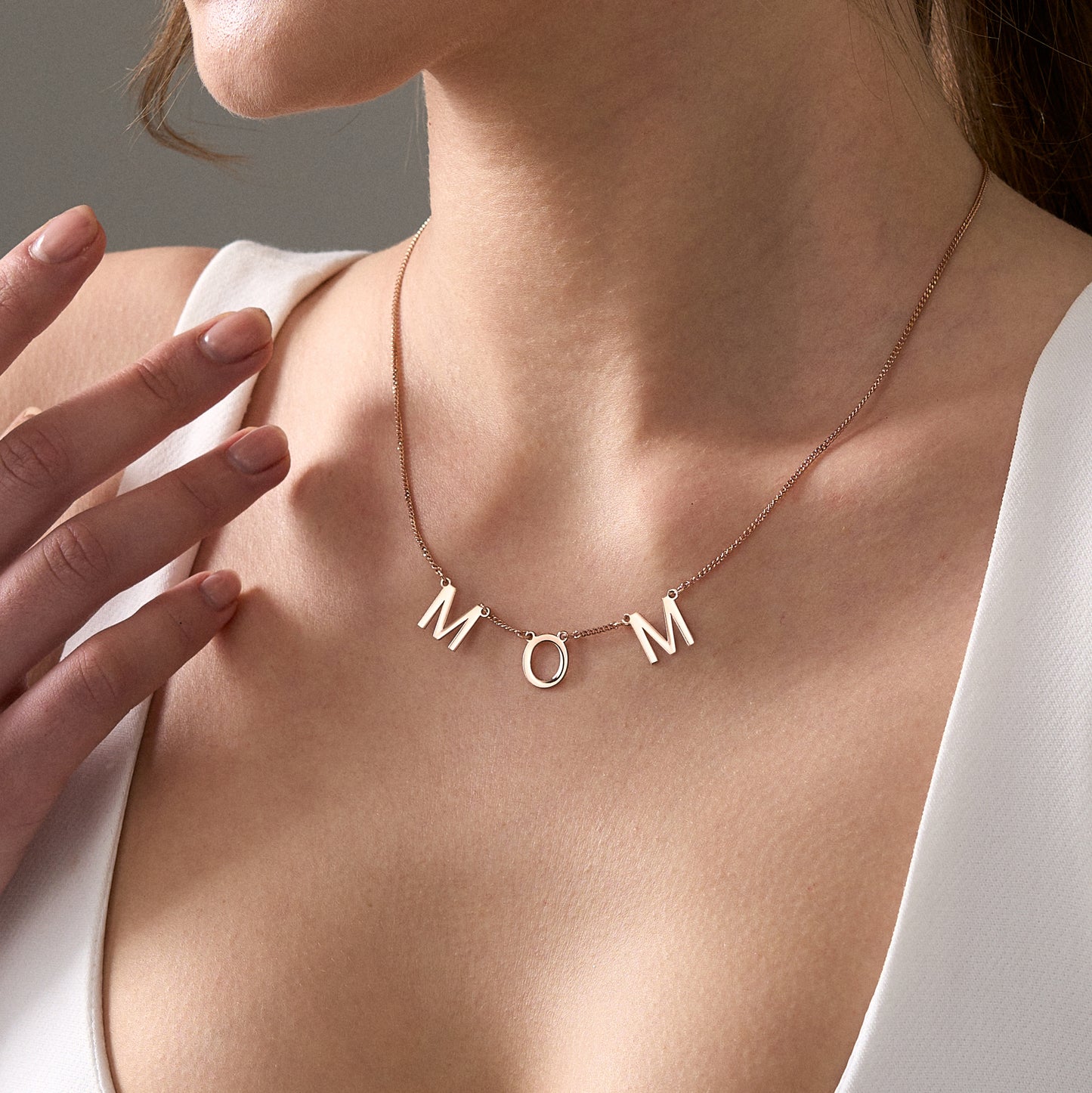 14K Gold Letter Name Necklace | Mama Necklace | Personalized Word Necklace for Women
