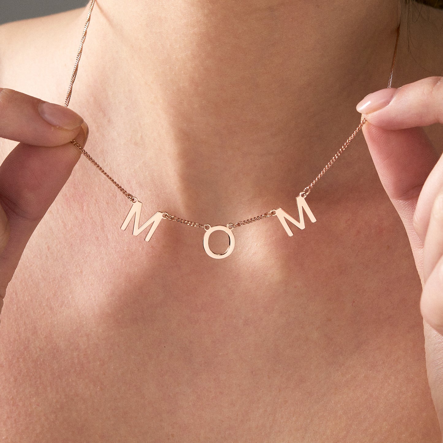14K Gold Letter Name Necklace | Mama Necklace | Personalized Word Necklace for Women