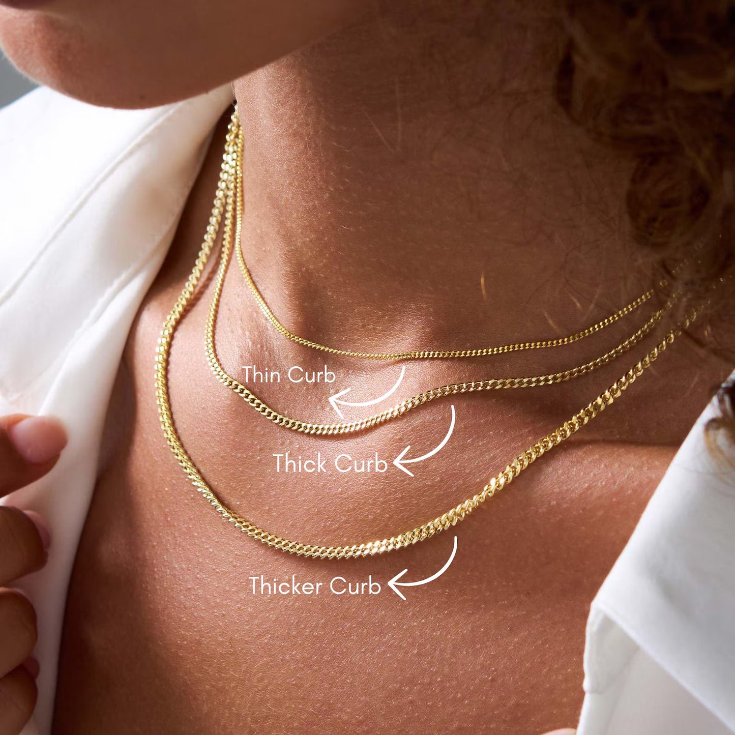 14K Gold Thicker Curb Chain Necklace