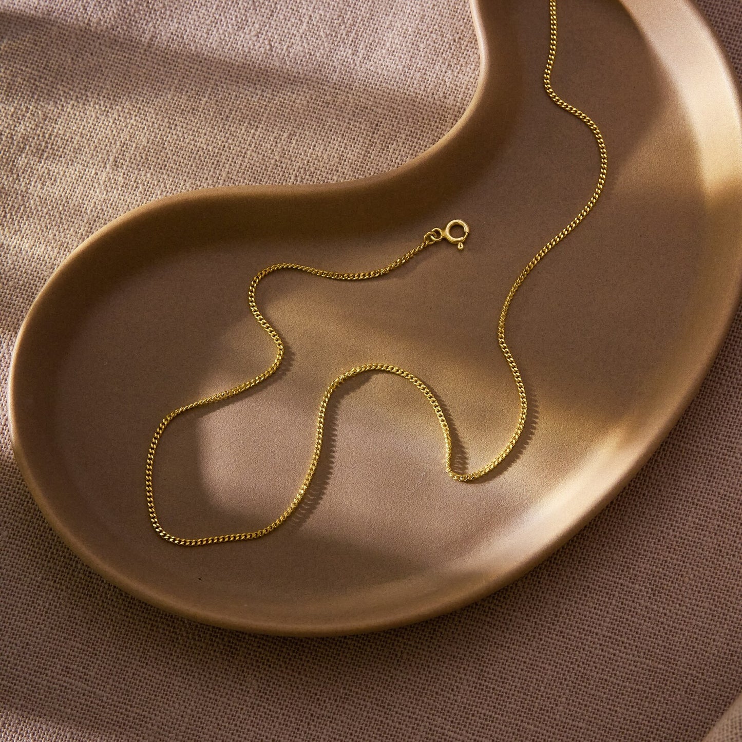 14K Gold Thicker Curb Chain Necklace