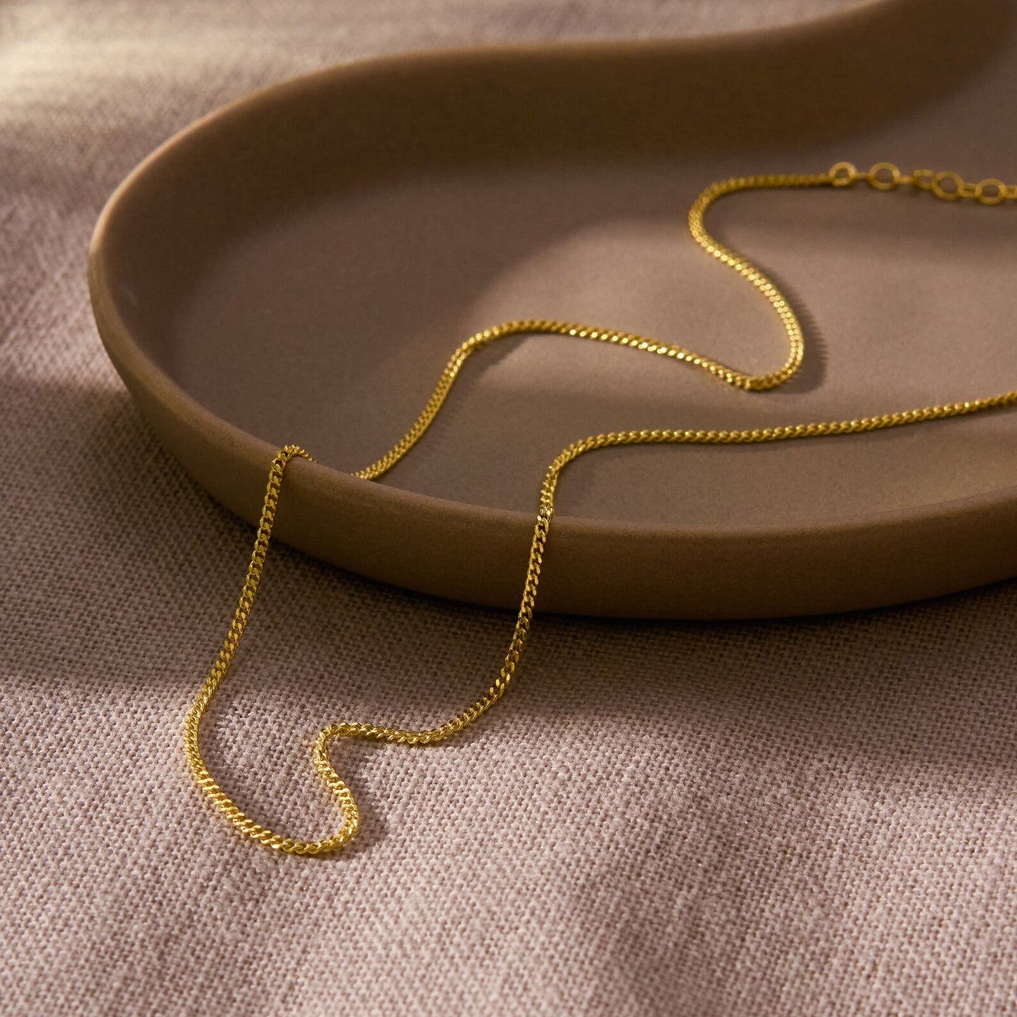 14K Gold Thicker Curb Chain Necklace