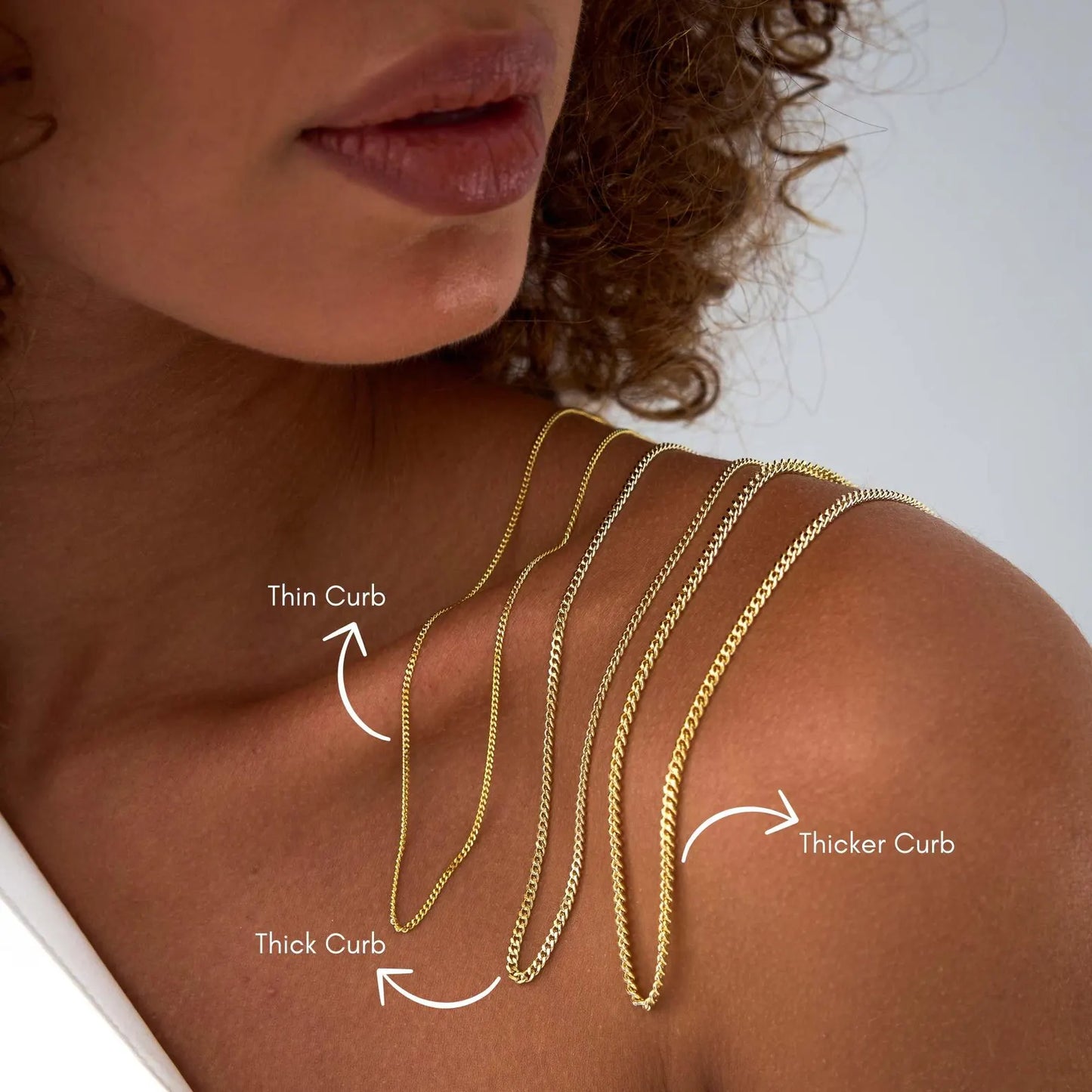14K Gold Thin Curb Chain Necklace
