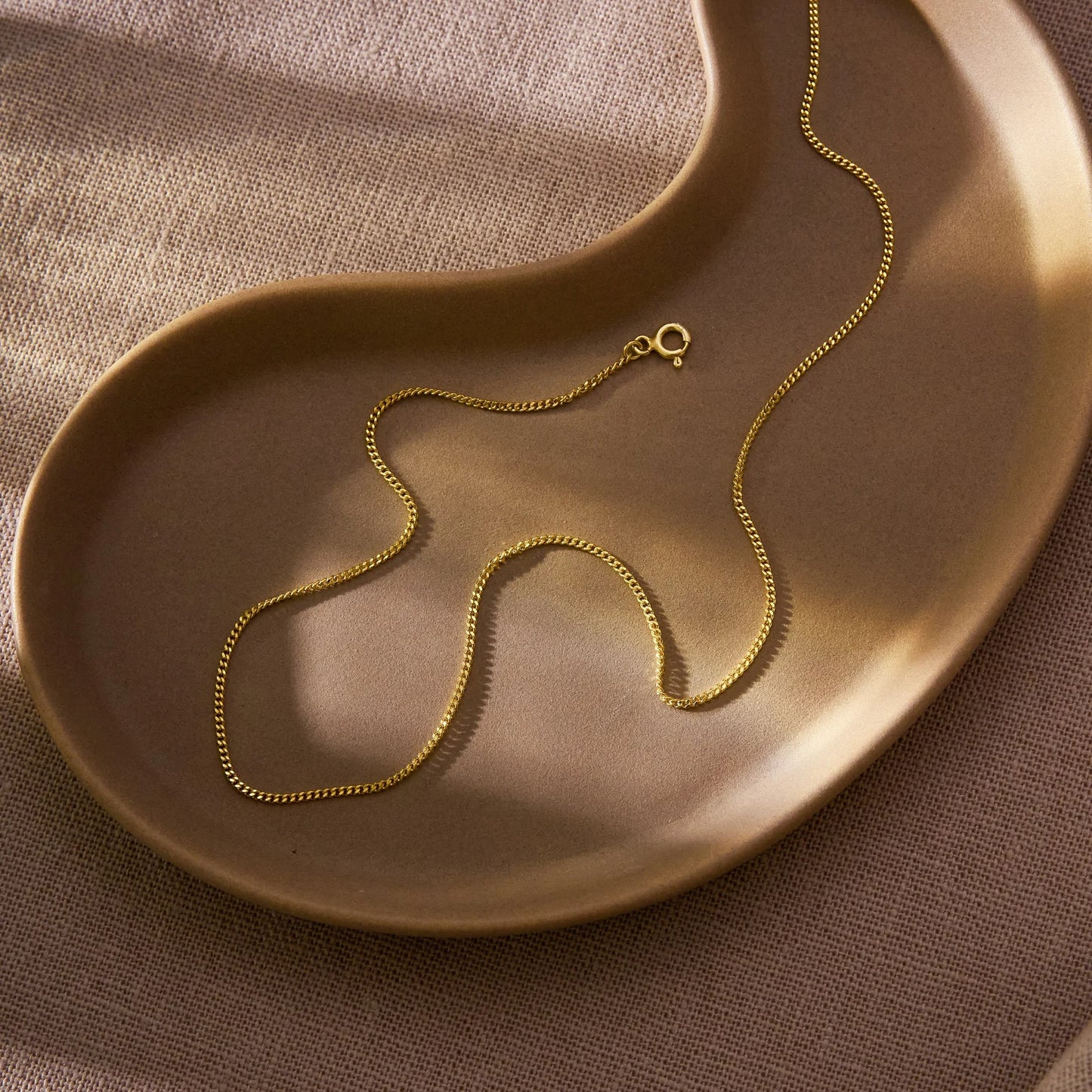 14K Gold Thin Curb Chain Necklace
