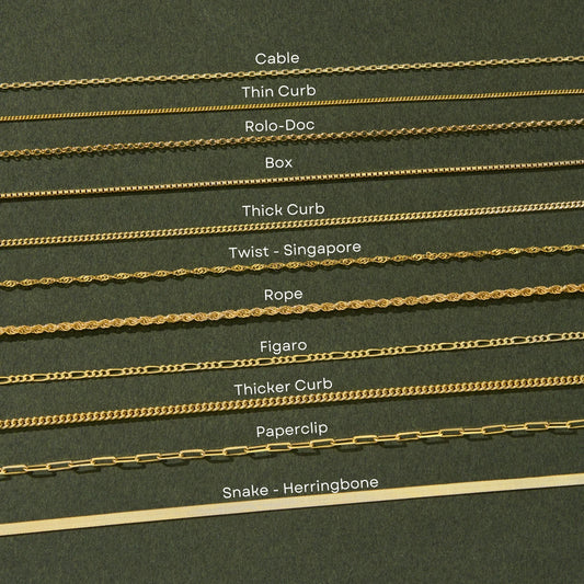 14K Gold Chain Necklace | Cable Curb Rope Figaro Box Snake Paperclip